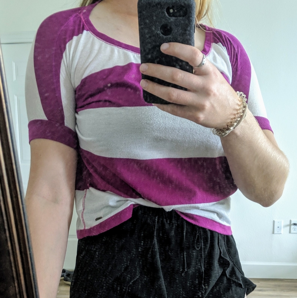 Pink and white striped shirt